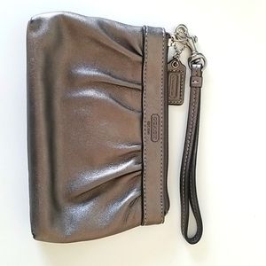 Silver Coach Pleated Wristlet